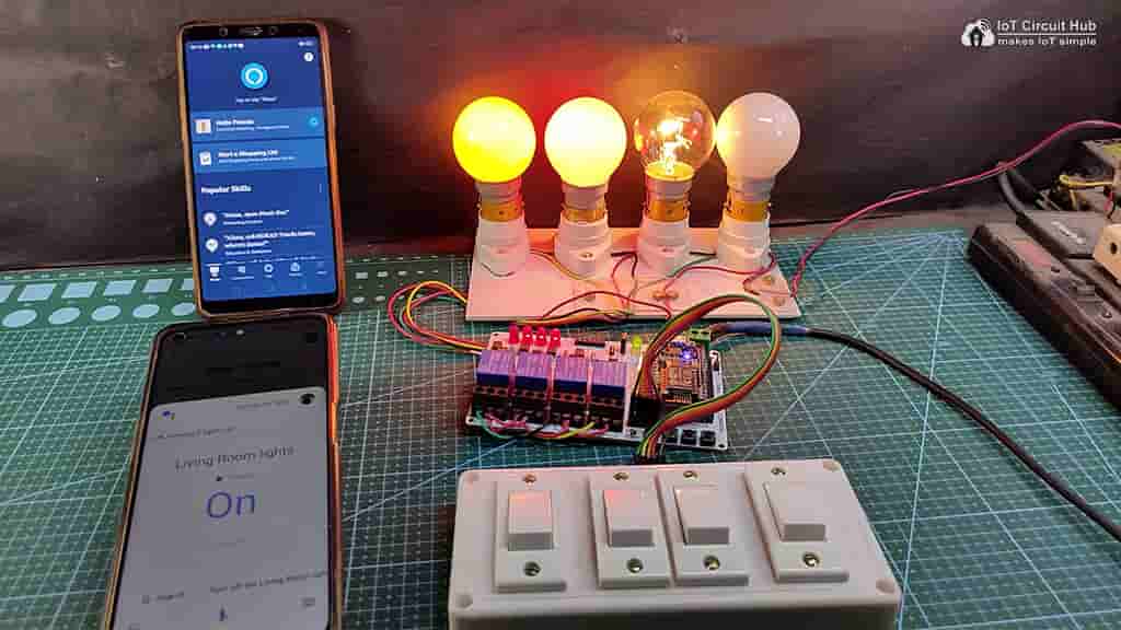 Smart Home with Google Assistant & Alexa using NodeMCU ESP8266