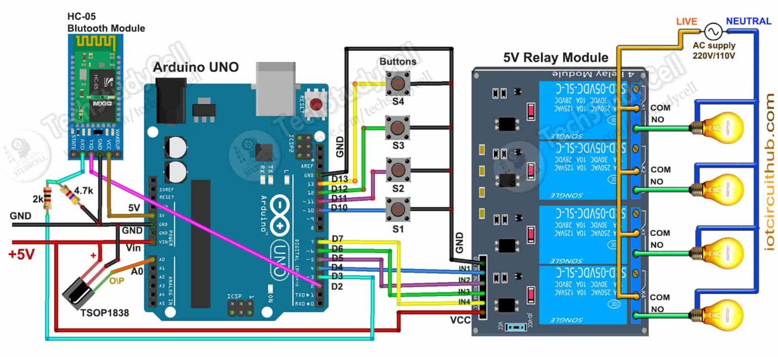 Arduino Relay Project using Bluetooth IR & EEPROM 2024