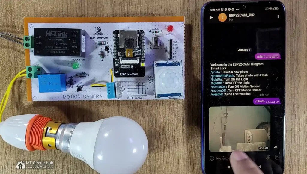 ESP32 CAM PIR Motion Sensor Camera using Telegram App 2024