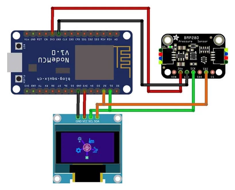 BMP280 Based IoT Weather Station using ESP8266 & OLED Display