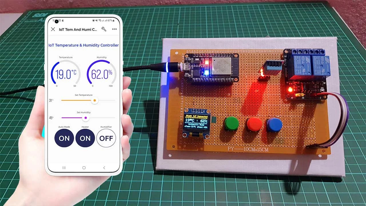 IoT Temperature & Humidity Monitoring & Control System using ESP32