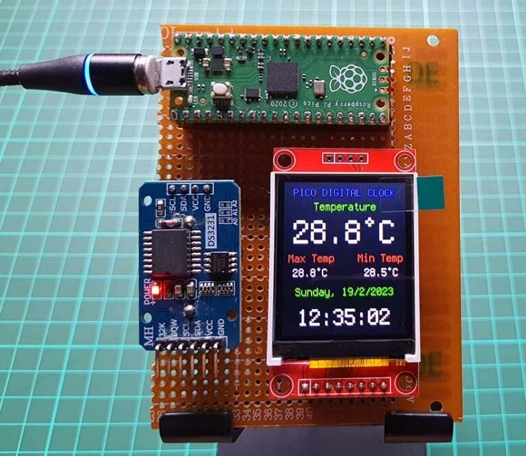 Raspberry Pi Pico Realtime Clock with Temperature Monitoring