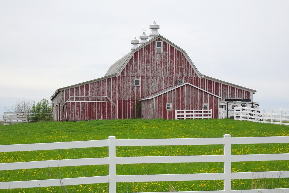 A candystriped barn Iowa Barns
