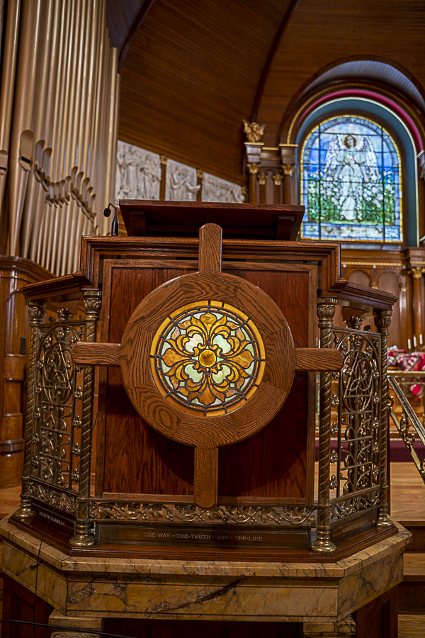 See over 100 Tiffany stained glass windows at St. Luke’s Church in