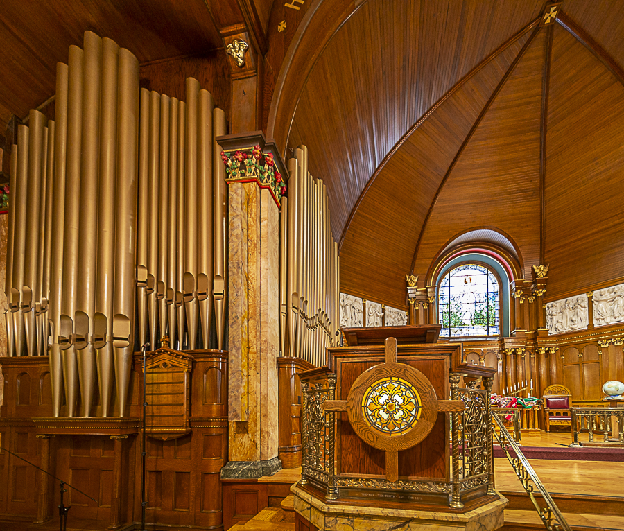 See over 100 Tiffany stained glass windows at St. Luke’s Church in