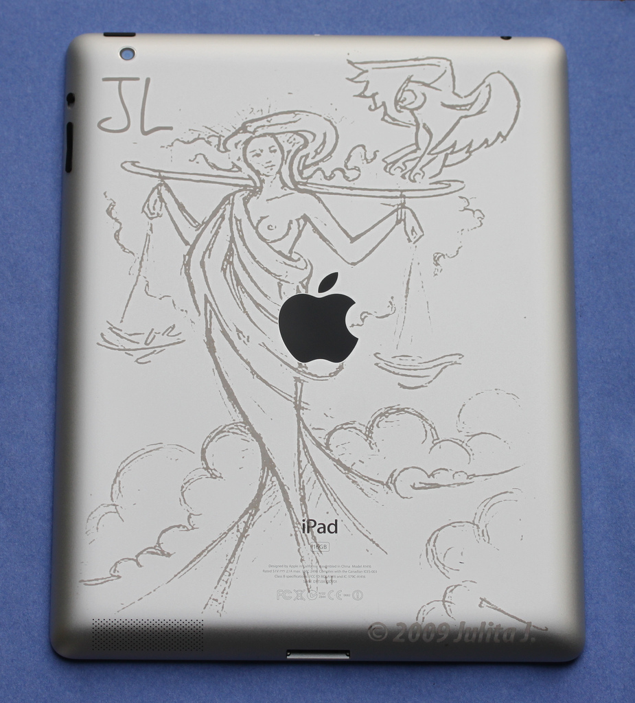 Handdrawn iPad In A Flash Laser iPad Laser Engraving, Boutique