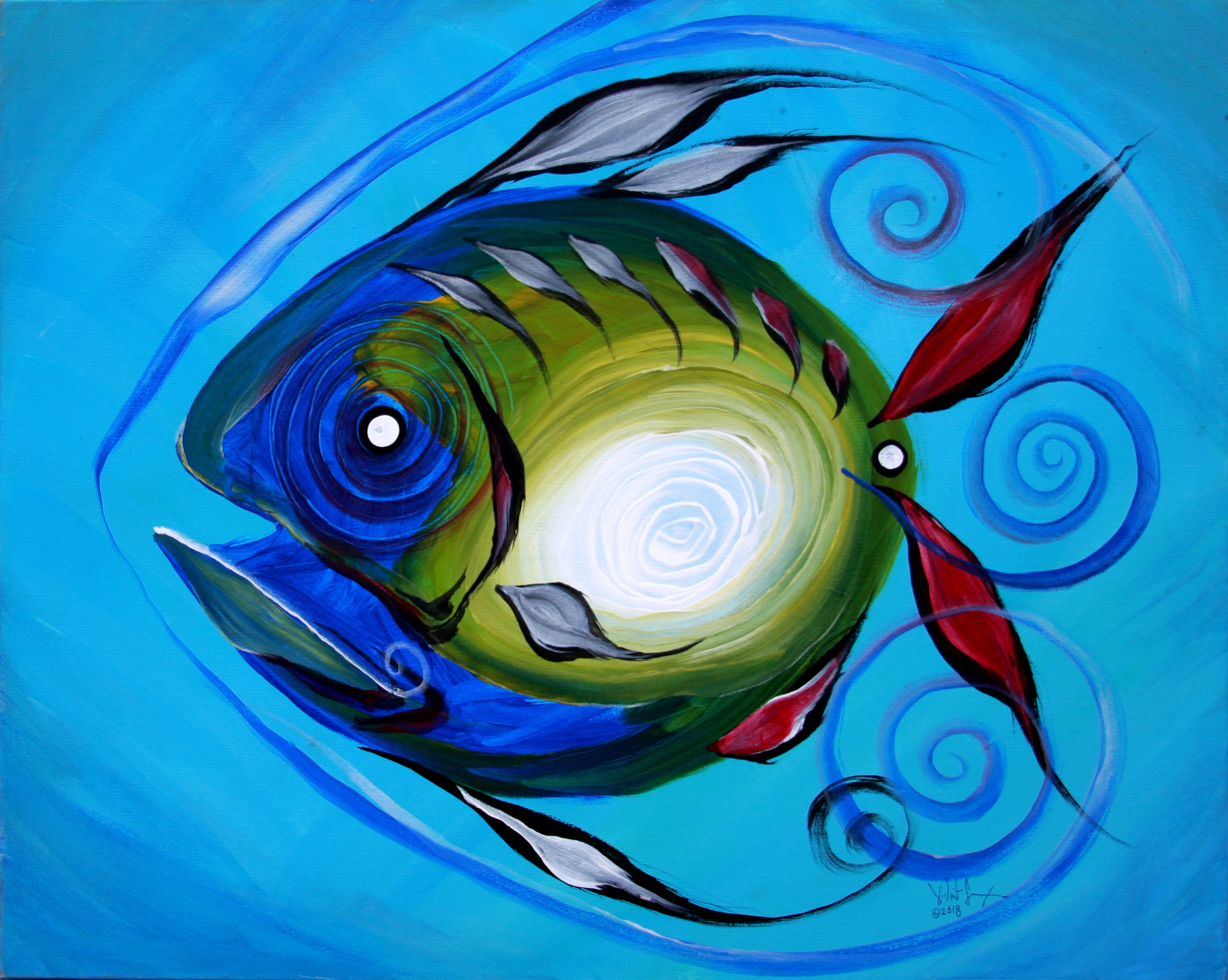 “Return Fish” (2018) Worldrenowned Artist, J. Vincent Abstract and Remodern