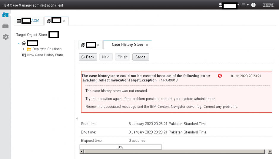 java.lang.reflect.invocationtargetexception creating case history store