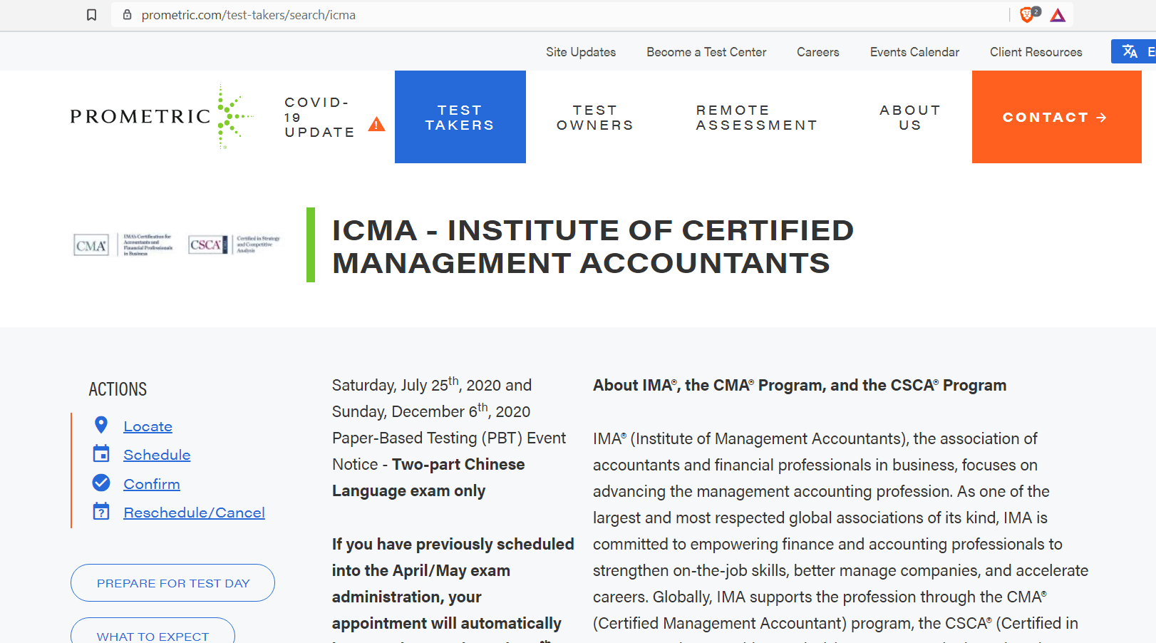 CMA Schedule Guide to Registering a CMA Exam with Prometric