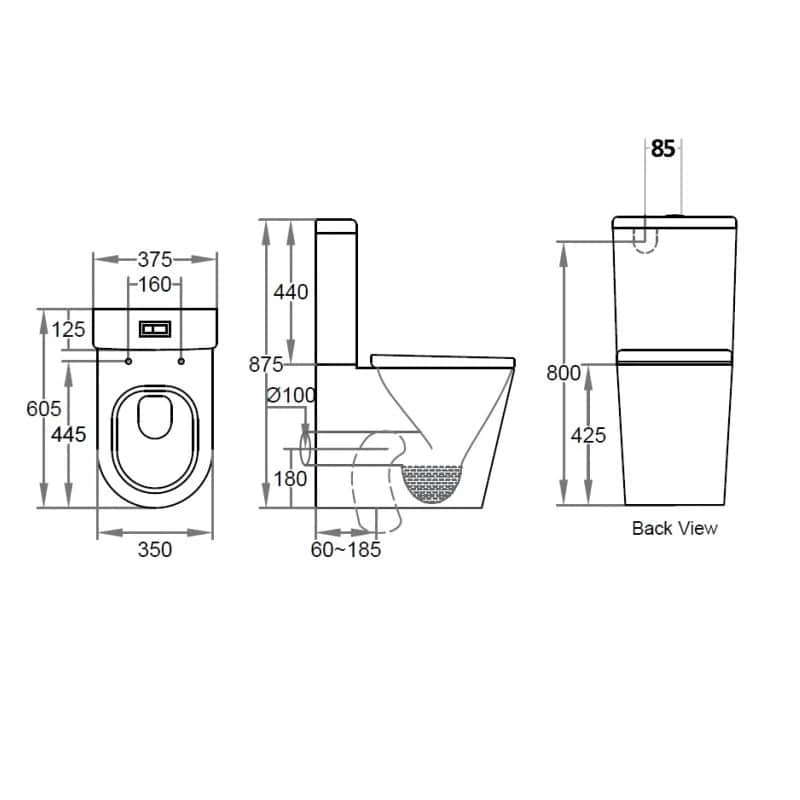 AVIS 030 PURE RIMLESS EASY HEIGHT Wall Faced Toilet Infinity Plus