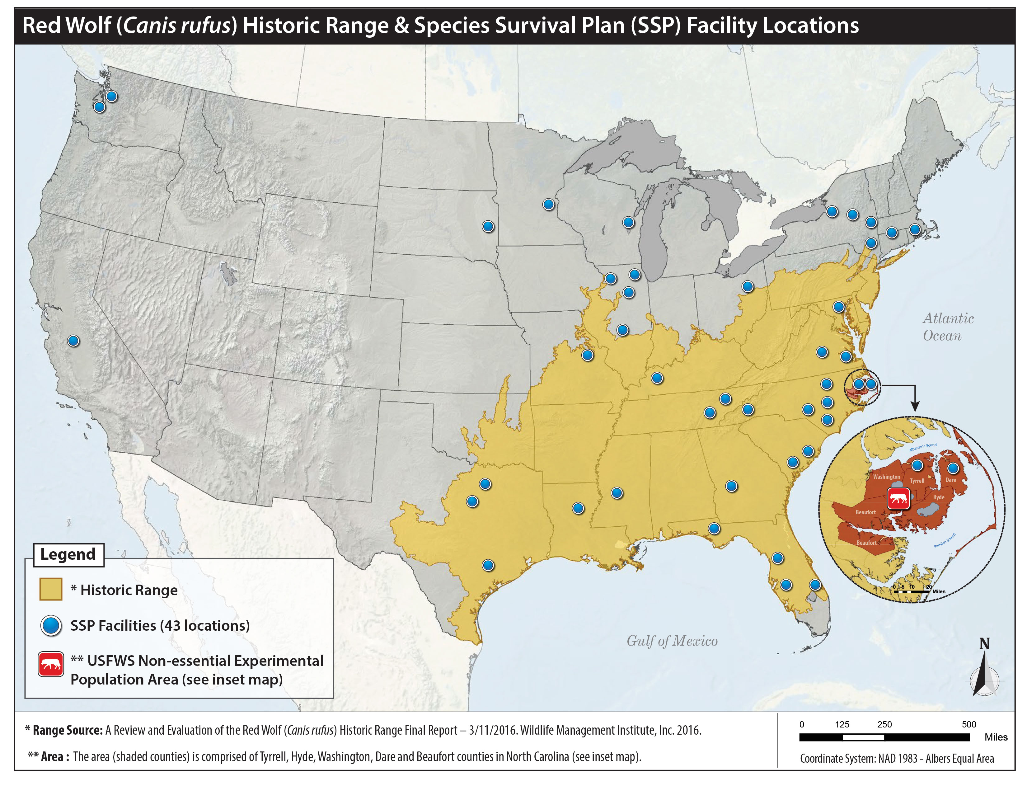 Red Wolf Habitat Map