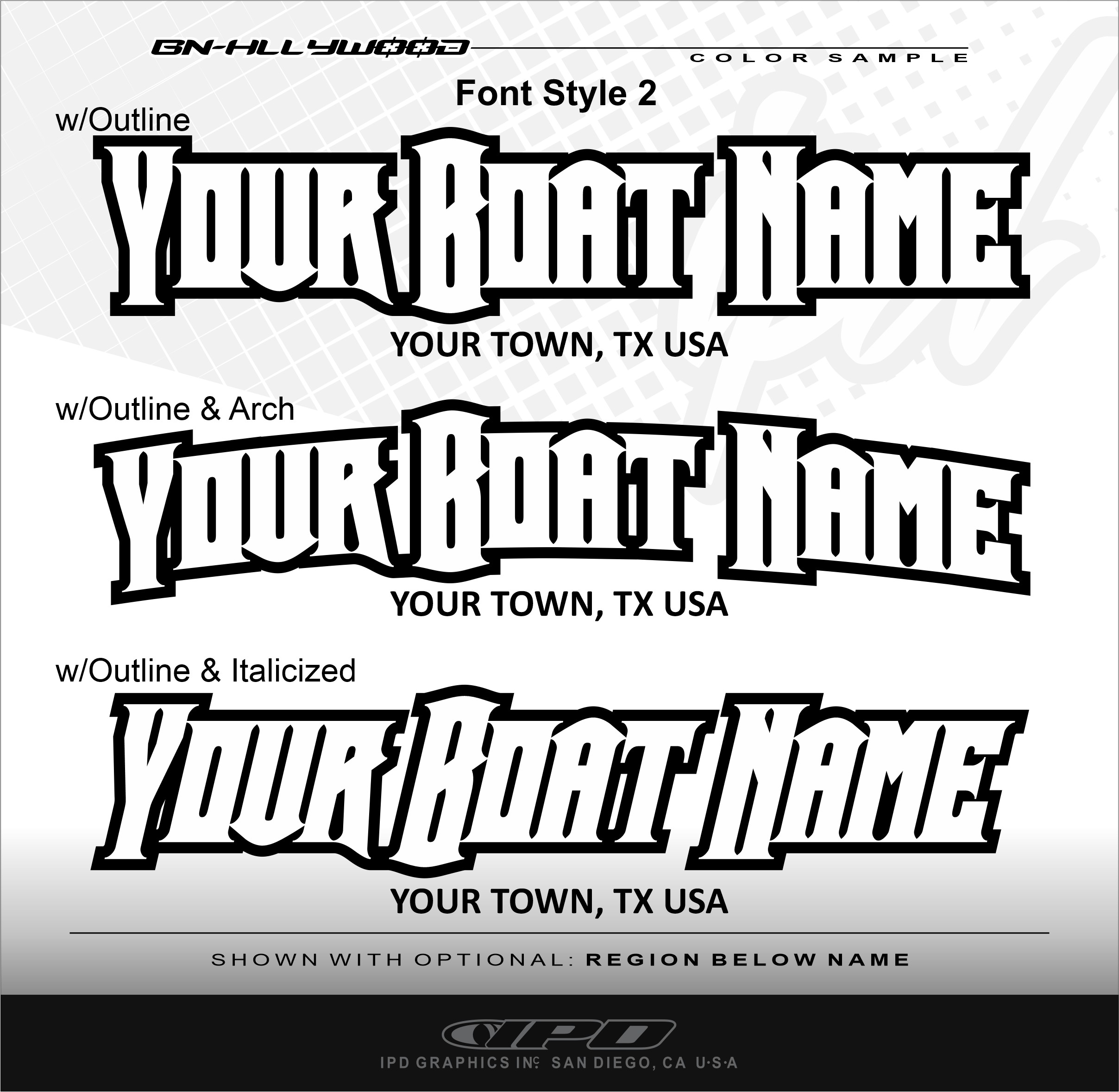 Lettering for Boats, Custom Boat Name Decals (Hollywood Style) IPD