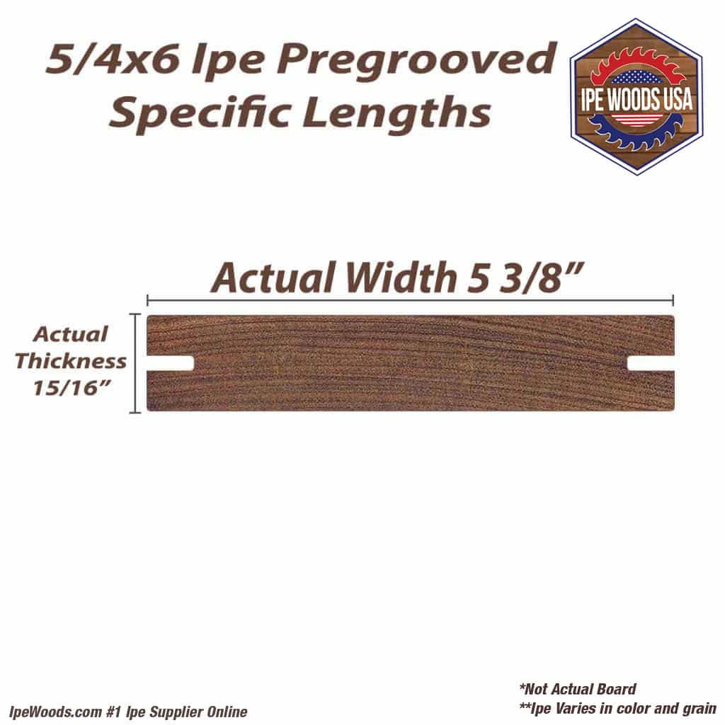 5/4x6 Ipe (Pregrooved) Specific Lengths Ipe Woods USA
