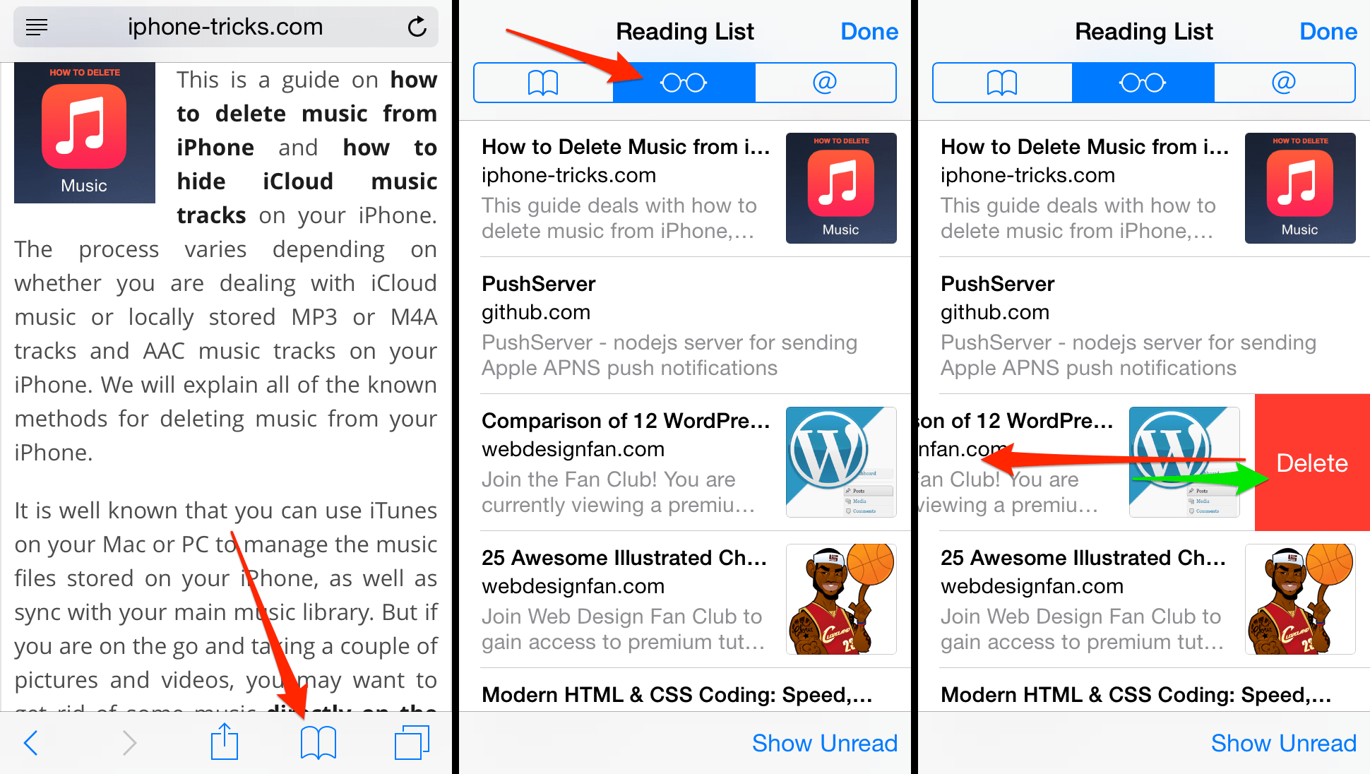 Safari Reading List How to Add and Delete Items