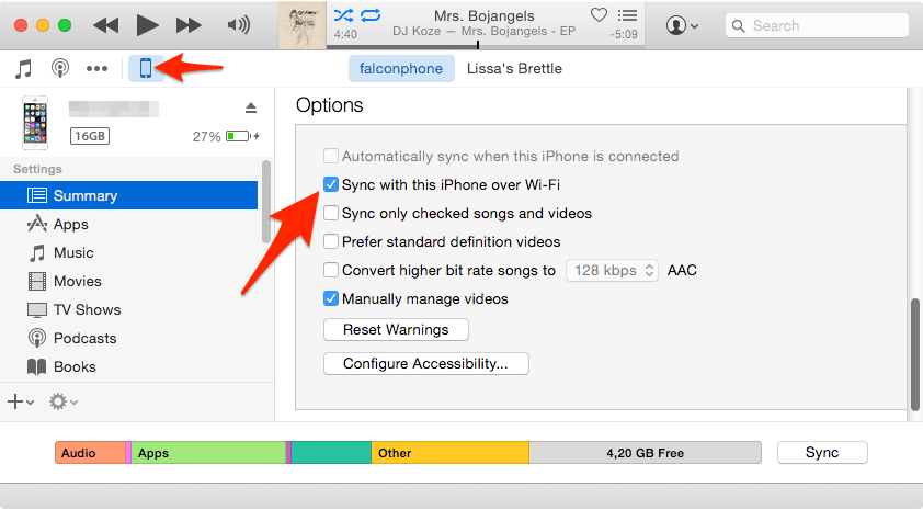 How To Sync Your iPhone With iTunes Wirelessly With WiFi