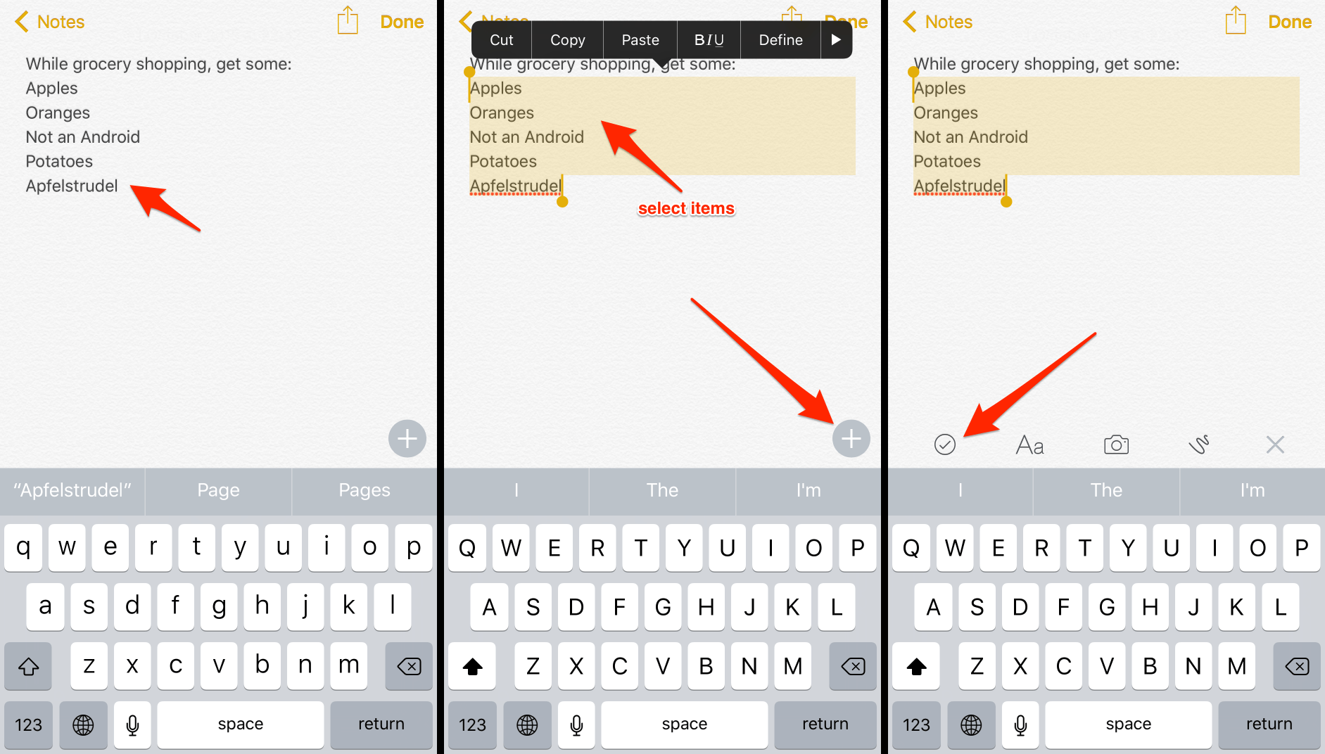 Creating ToDo Lists in the "Notes" App