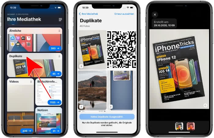 Doppelte Fotos löschen auf dem iPhone