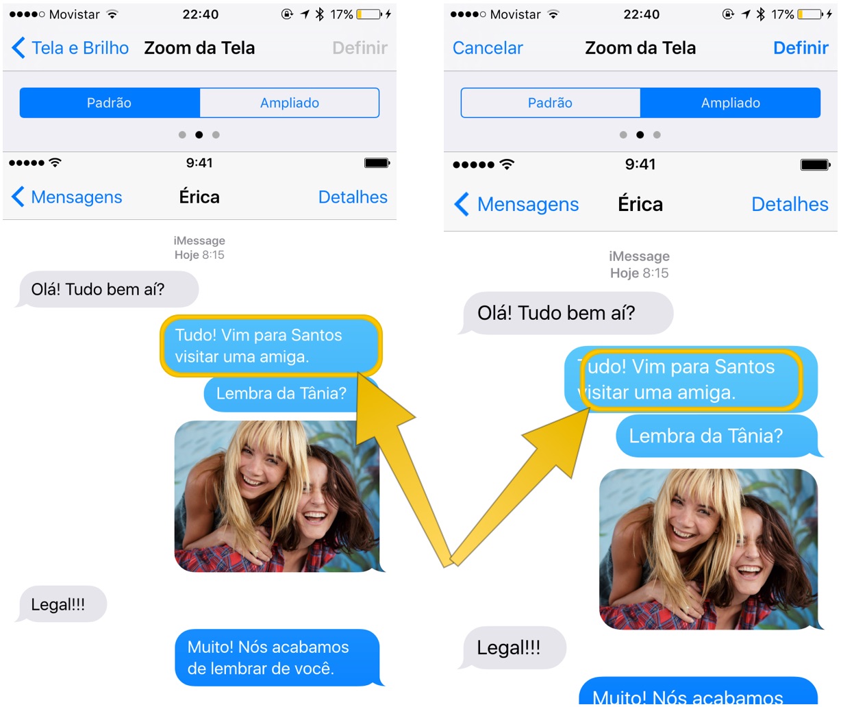 Como aumentar o tamanho da Letra no iPhone com iOS 9