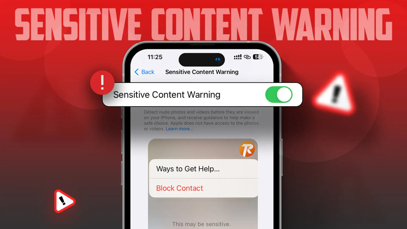What is the sensitive content warning feature and how can it protect