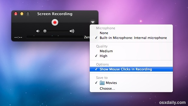 Screen and Webcam record on a Apple MacBook