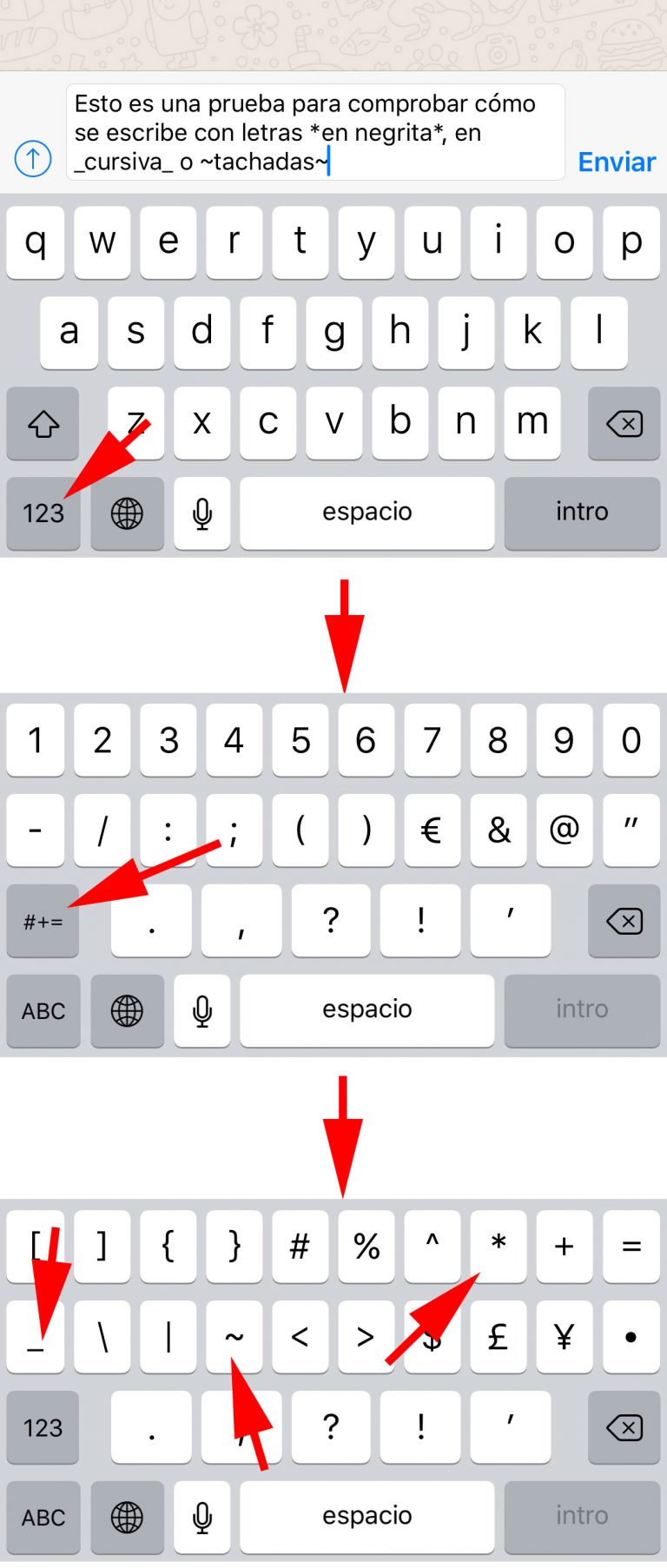 Cómo escribir con letras cursivas o negritas en Whatsapp en iPhoneros