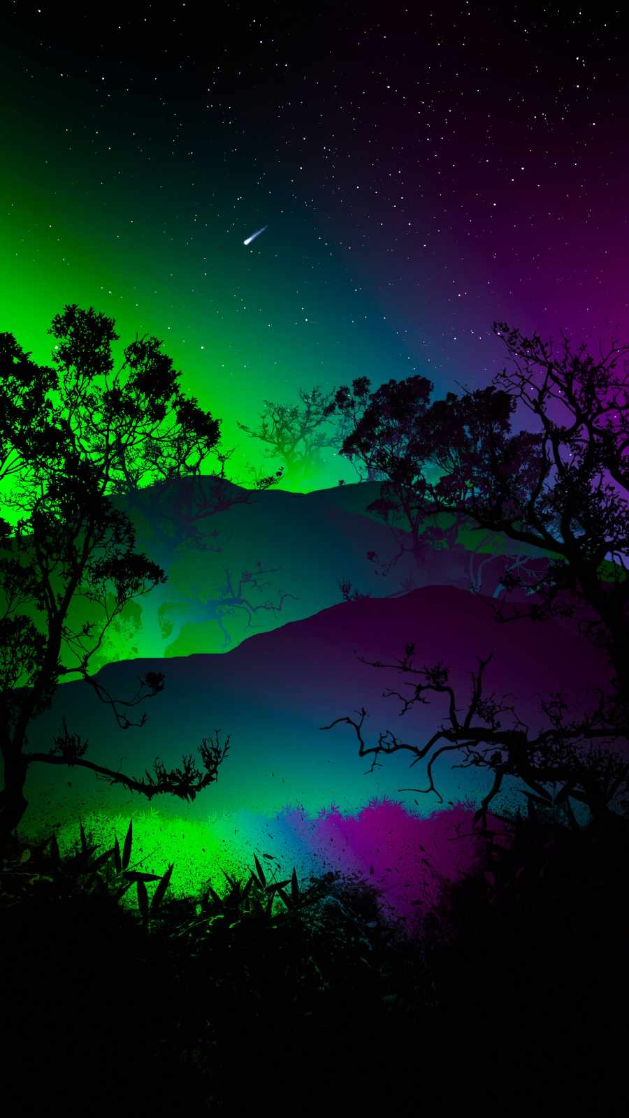 Night Forest Lights iPhone Wallpapers