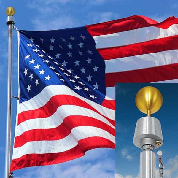 25' Internal Stainless Steel Cable & Winch Flagpole w/6" Butt, 0.188