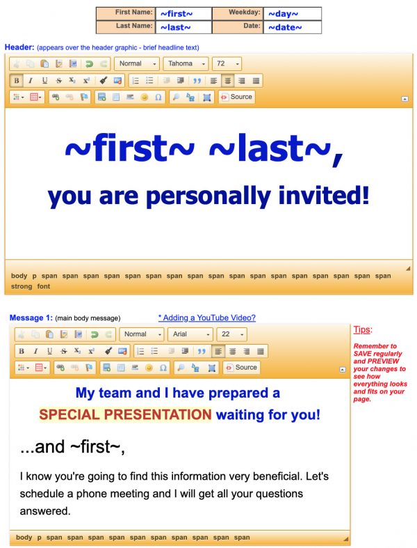 Personal URL Landing Pages