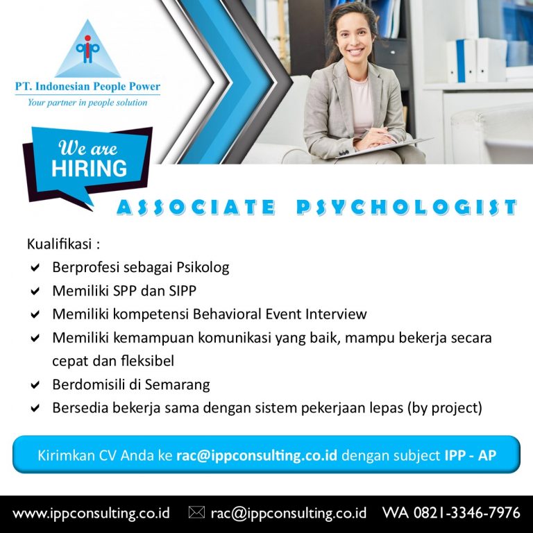 Lowongan Kerja ASSOCIATE PSYCHOLOGIST PT.INDONESIAN PEOPLE POWER