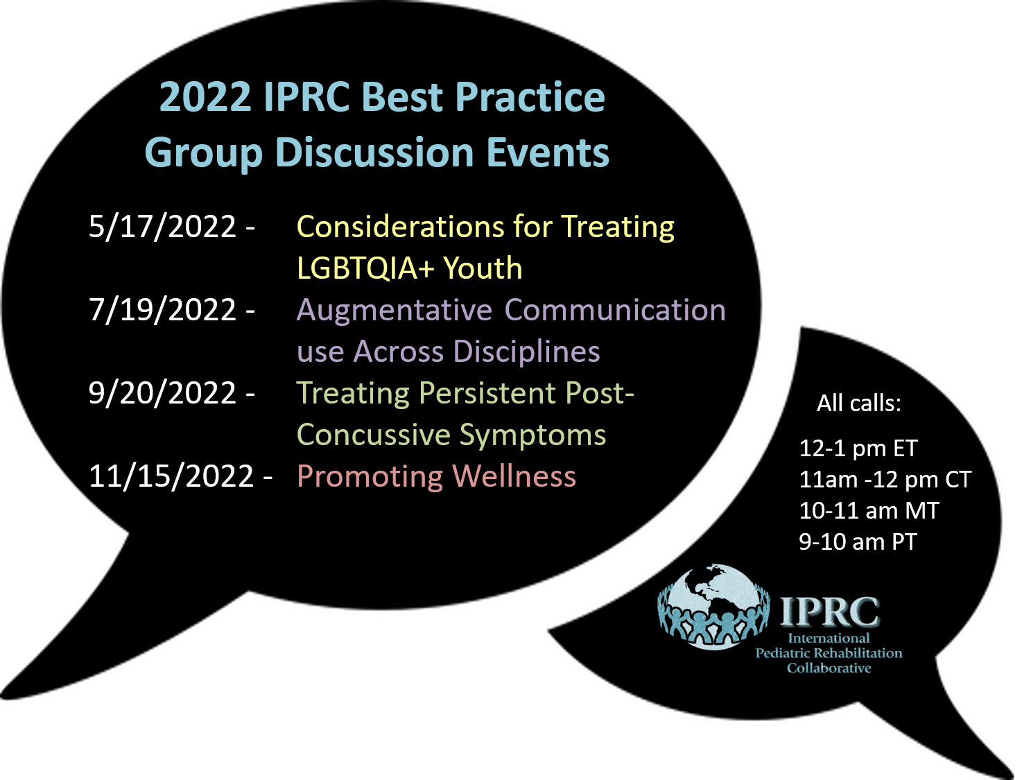 2022 IPRC Best Practices Networking/Discussion Call Schedule IPRC