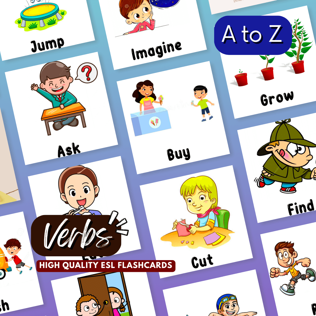 Verbs AZ Montessori Flashcards Preschool Activity iProf Shop