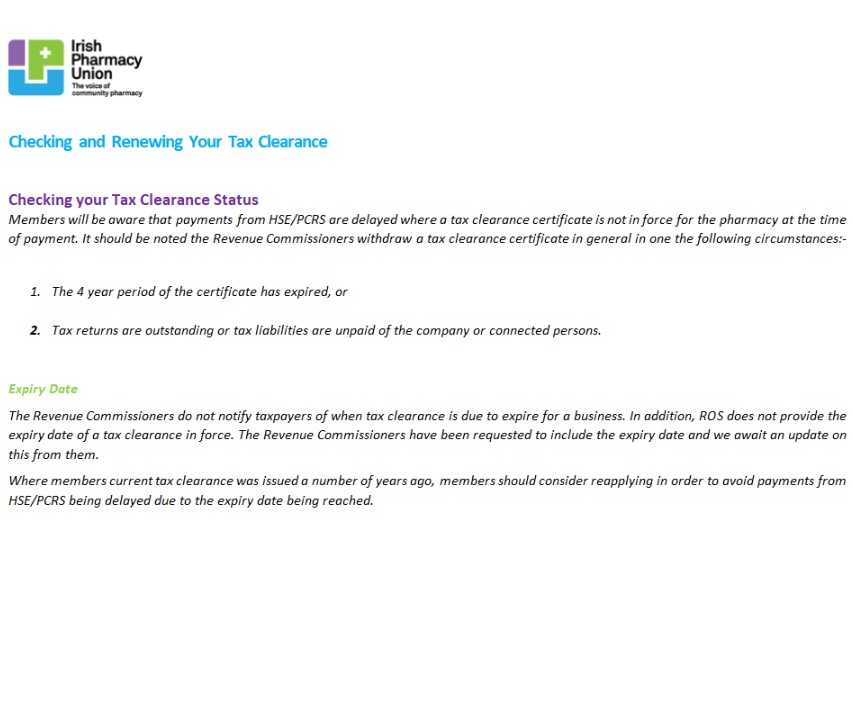 Tax Clearance Certificates IPU