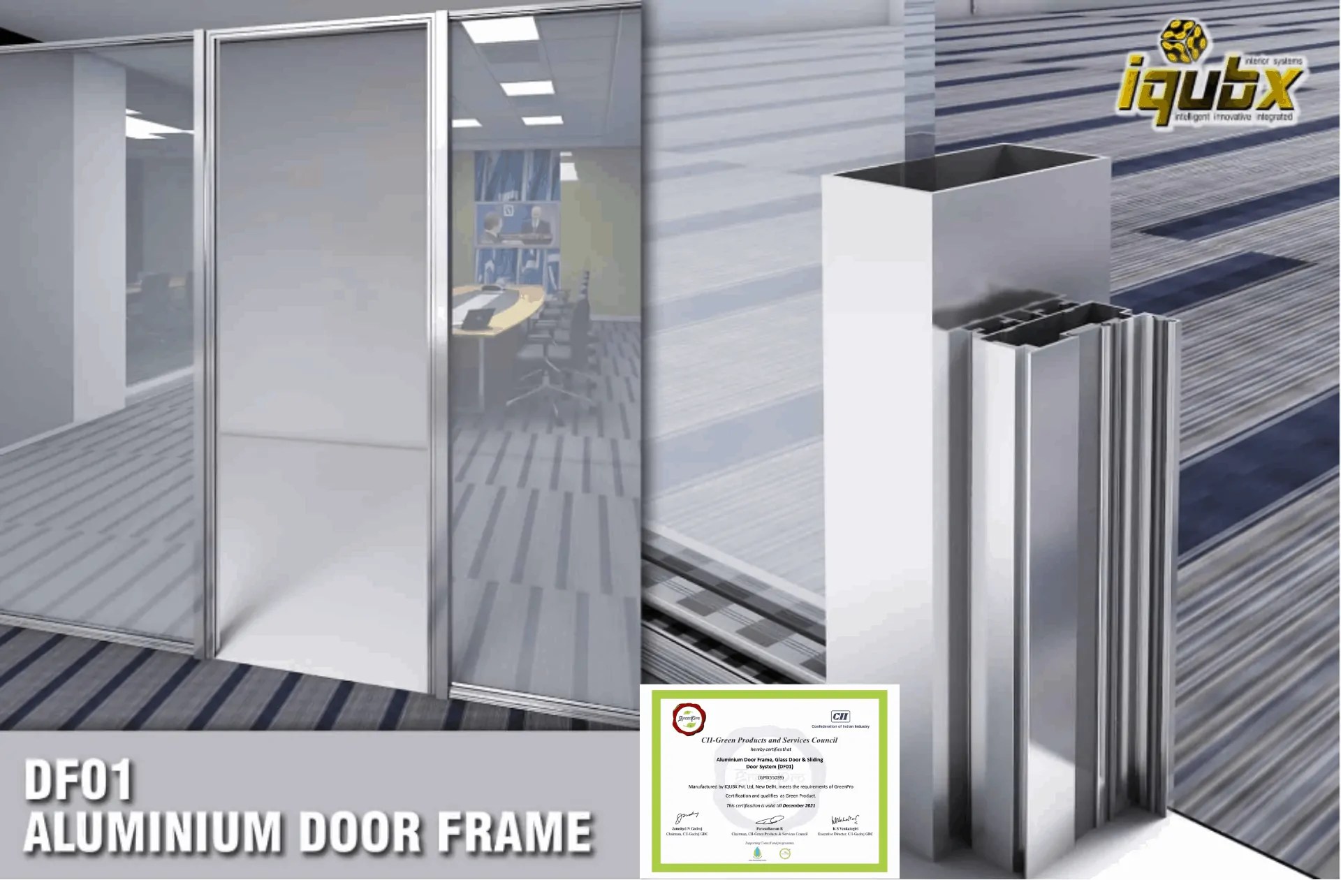 Aluminium Door Frame Iqubx DF01 for Modular partitions & masonry walls