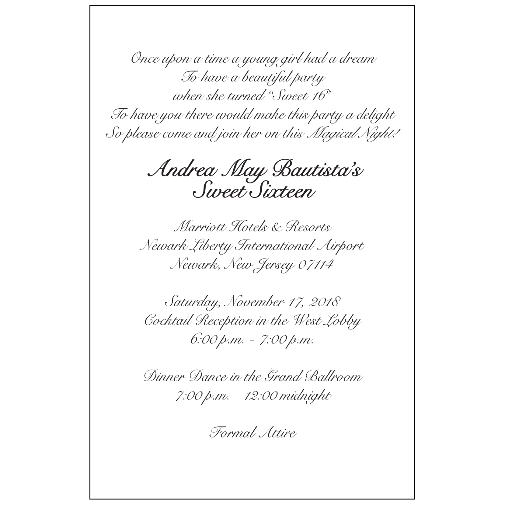 Sweet Sixteen Invitation, Style 1 Sample C ⋆ IPV Studio