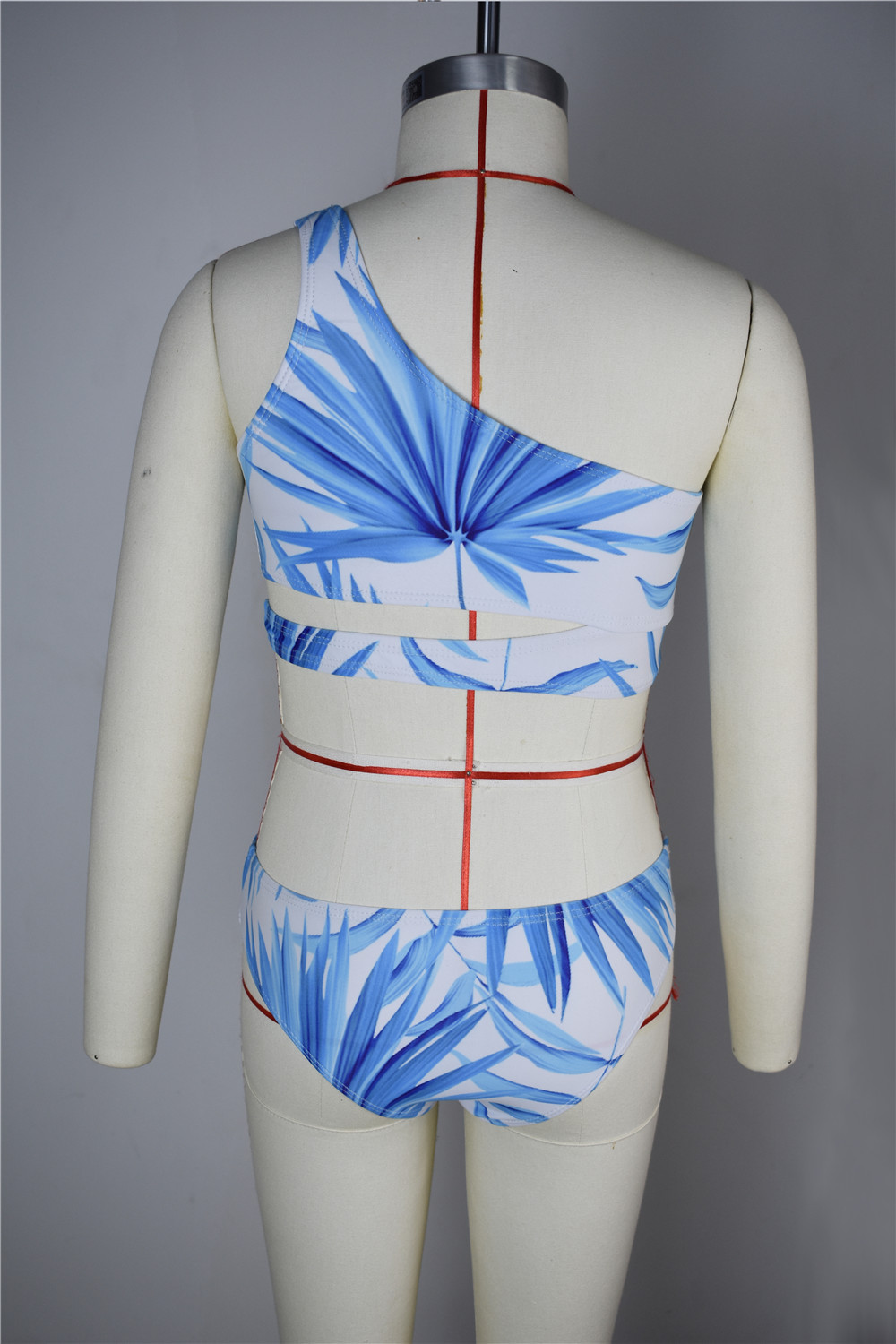 Irder 2022 America design blue leavese teen girl swimwear tankini