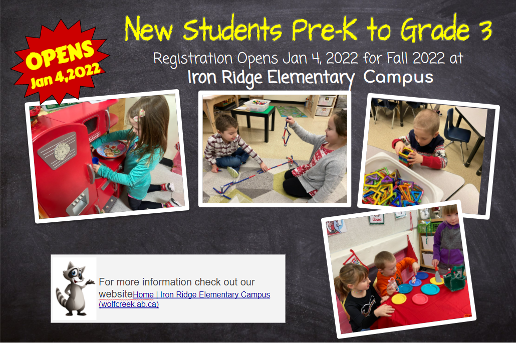 20222023 Registration OPENS Jan 4, 2022 Iron Ridge Elementary Campus