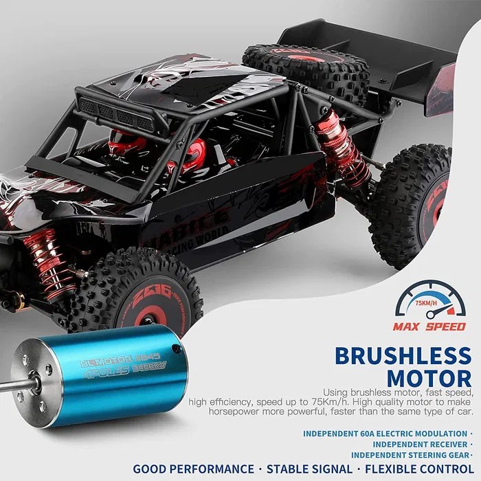 Carro RC Buggy XKS Wltoys 124016 Brushless 4x4 112 75Km/h Canedo, Vale