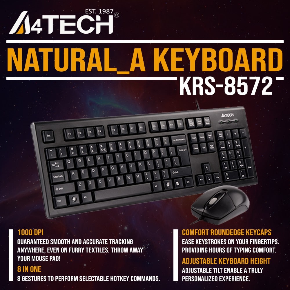 A4Tech KRS-8572 USB Keyboard and Mouse Combo - Buy, Rent, Pay in