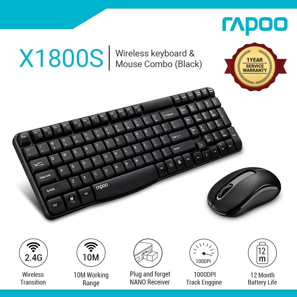 Rapoo X1800S Wireless Keyboard and Mouse Combo - Buy, Rent, Pay in