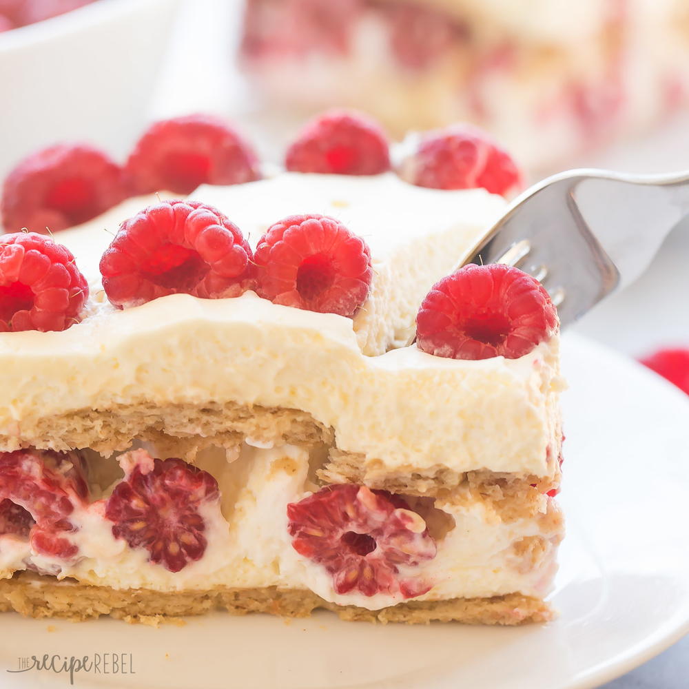 No Bake Lemon Raspberry Icebox Cake