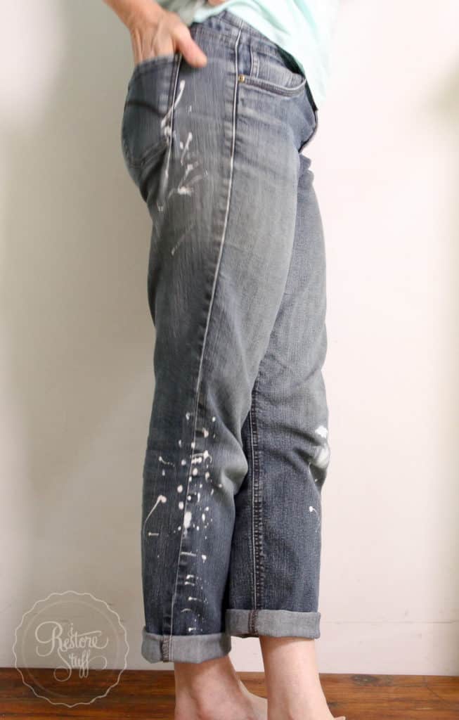 How to DIY Your Own Paint Splattered Jeans I Restore Stuff