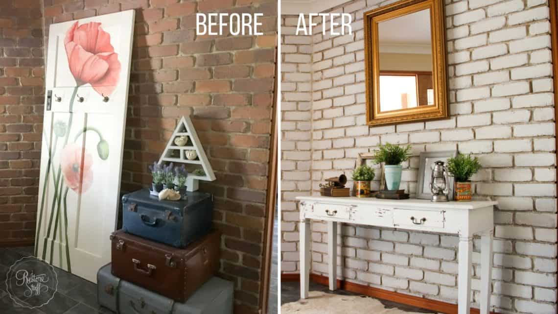 Brick Wall Meets Miss Mustard Seed's Milk Paint! I Restore Stuff