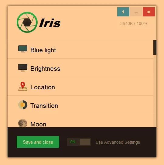 Blue Light Dimmer App IrisTech