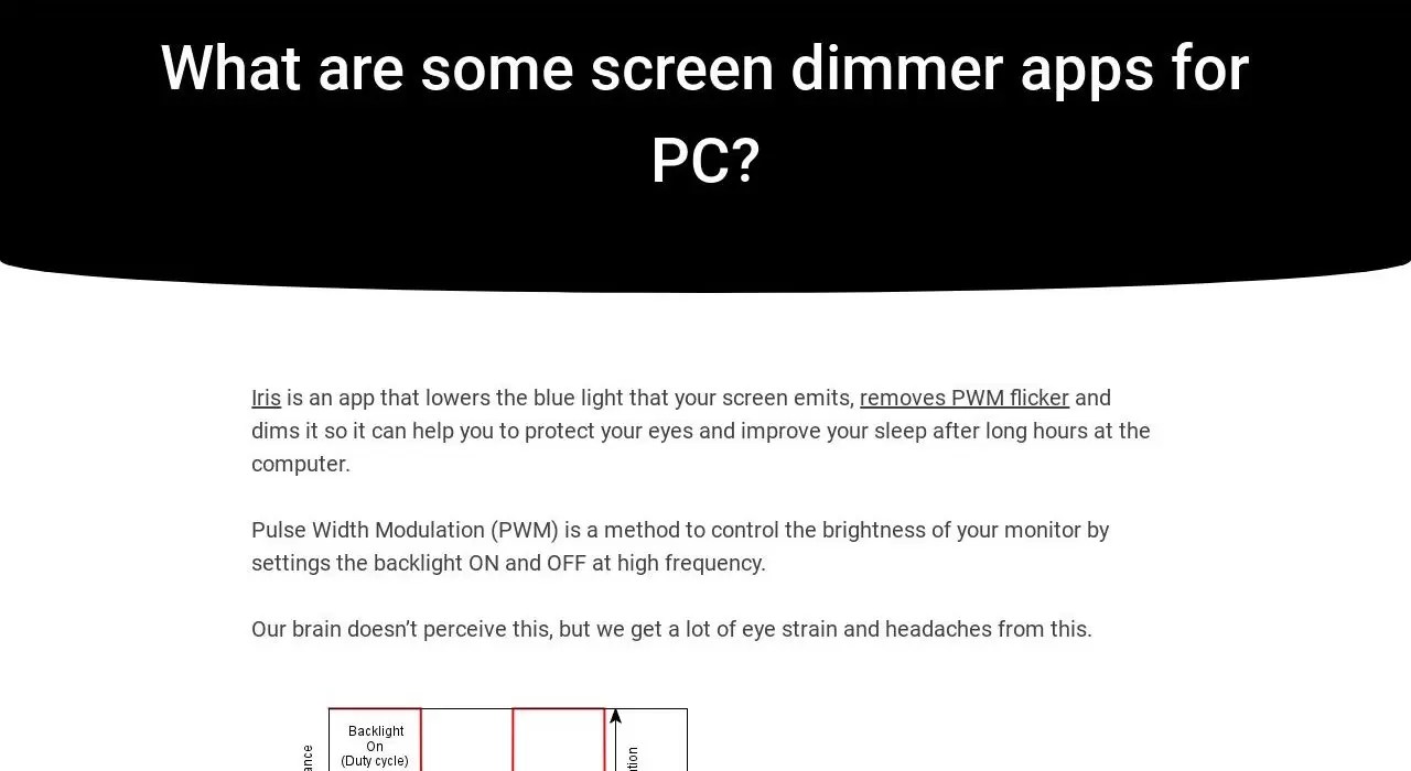 What are some screen dimmer apps for PC? IrisTech