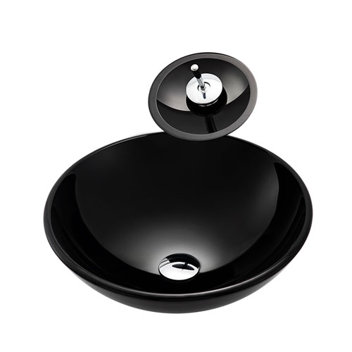 Round Black Glass Bowl Bathroom Basin Iroga Vanities
