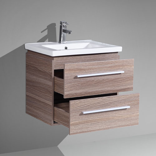 Wood Grain Floating Vanity Unit 600mm Wall Mounted Iroga Vanities