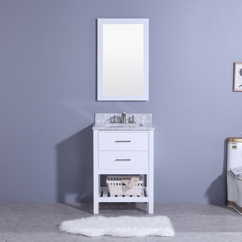 Tiny Wood Vanity Natural Marble Top Porcelain Sink Iroga Vanities