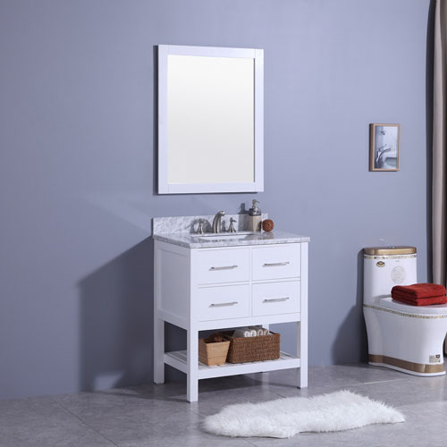 Matte White Vanity Marble Top Undermount Sink 30inch Iroga Vanities