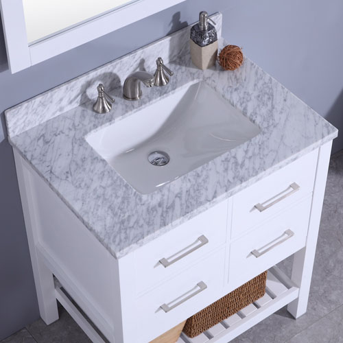 Matte White Vanity Marble Top Undermount Sink 30inch Iroga Vanities
