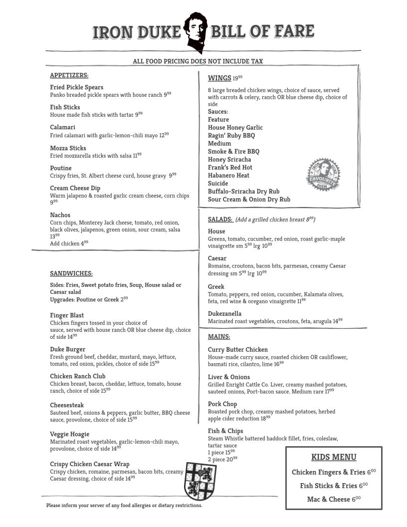 The Iron Duke on Wellington The Food Lover's Pub